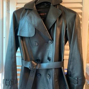 Coach Black leather trench